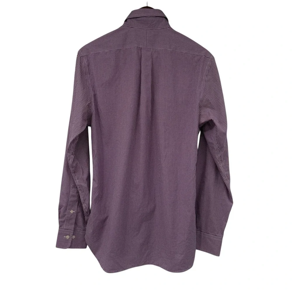 Ralph Lauren Slim Fit Shirt Mens 15.5 Purple Gingham Check‎ Button Down Cotton